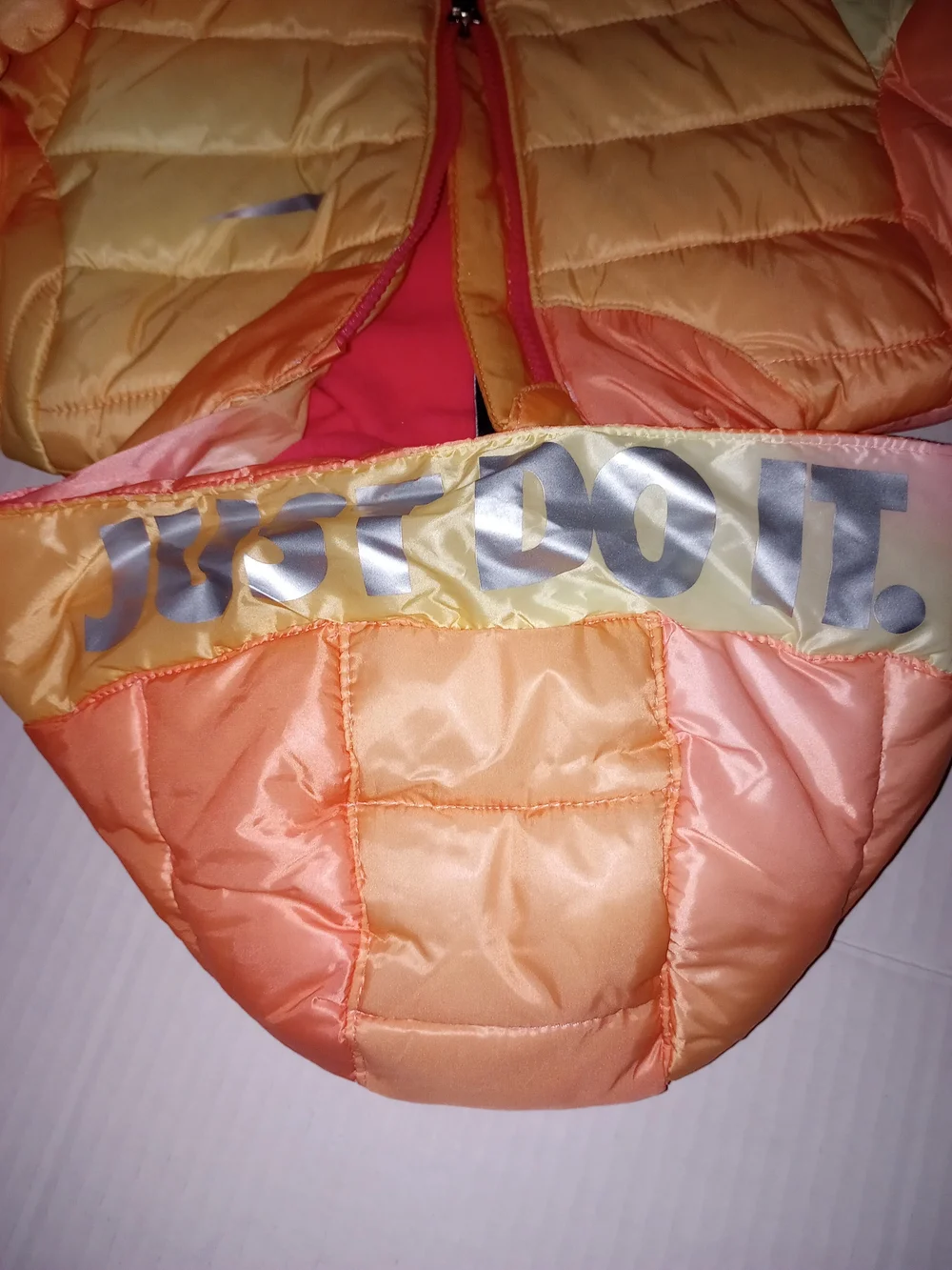 Nike Kids' Pink & Orange Puffer Jacket with Hood